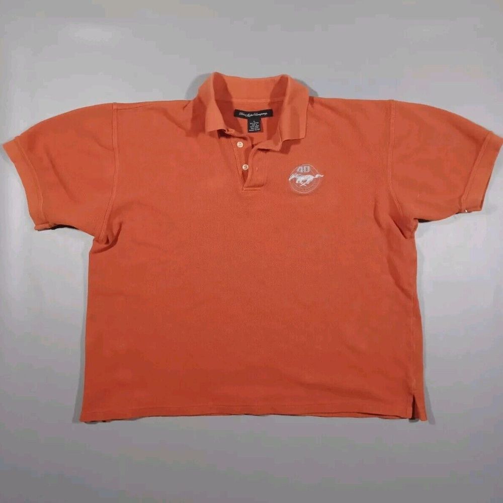 Ford Mustang Shirt Womens L Orange Polo 40th Anniversary 100% Cotton
